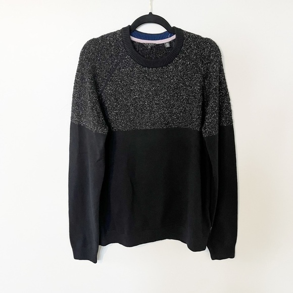 Ted Baker Arks Slim Fit Textured Crew Sweater black men’s size 5 = XL - Picture 1 of 10